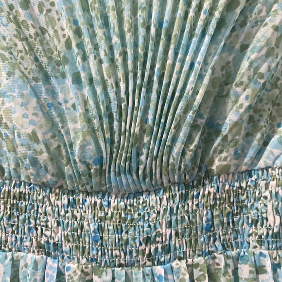 Maggy London size 10 blue and green midi dress NWT accordion fold  fan fold - Picture 4 of 13